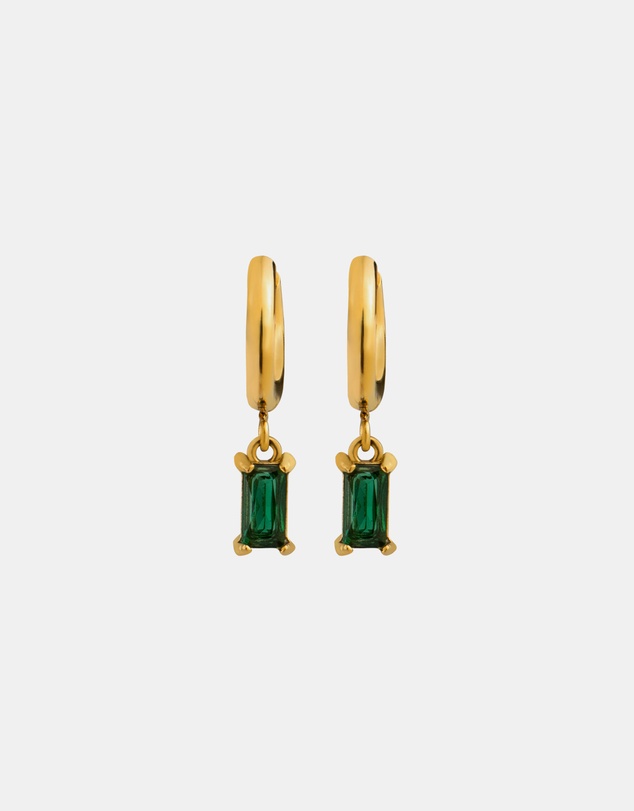 Zoe Olivia - Waterproof Mini Emerald Cut Pendant Hoops