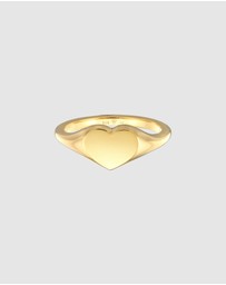 Elli Jewelry - Ring Signet heart love symbol in 925 sterling silver gold plated