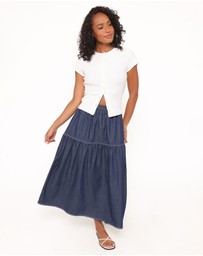 Petal & Pup - Meadow Midi Denim Skirt - Dark Wash