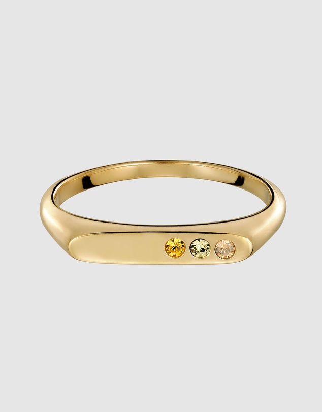Elli Jewelry - Crystal Bar Signet Ring in Gold-Plated 925 Silver