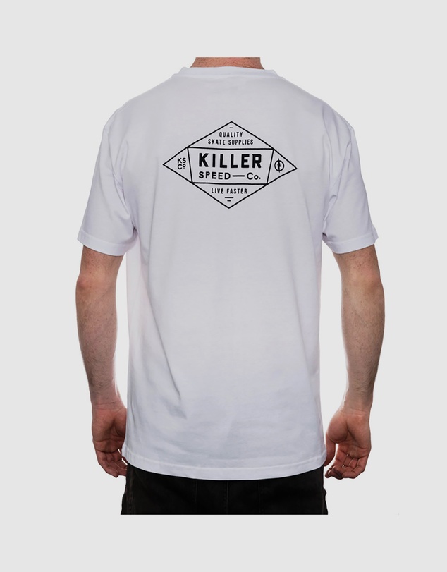 Killer Speed Co. - Killer Speed Co. Men Lockup Cotton Tshirt Relaxed Fit Crew Neck White