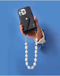 LOUVE COLLECTION - Leather Phone Case Wallet & Strap + Daisy Pearl Wristlet