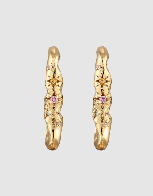 Haze & Glory - ICONIC EXCLUSIVE - Celestial Molten Hoop Earrings in Gold-Plated 925 Silver