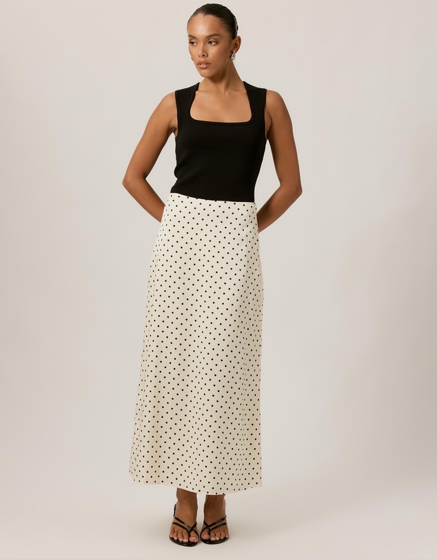 Tussah - Satin Polka Dot Maxi Skirt