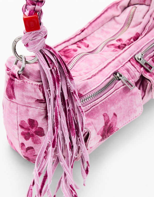 Desigual - Medium denim bag with flowers