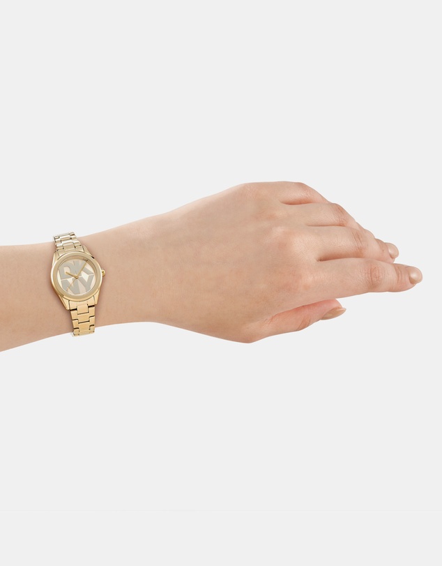 DKNY - Logo Gold 28mm Gold Dial Womens Watch + Gold Bracelet
