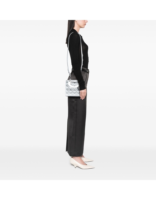 Pre-Loved by Azura Reborn - Pre-Loved Small Metallic Grained Calfskin Cannage My ABCDior Lady Dior