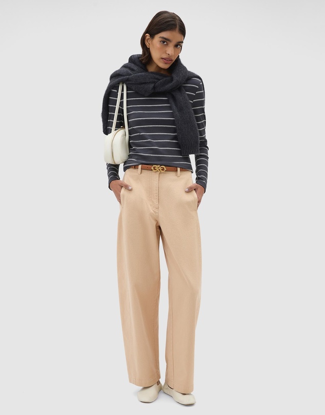 Oroton - Eve Fine Rib LS Stripe Tee
