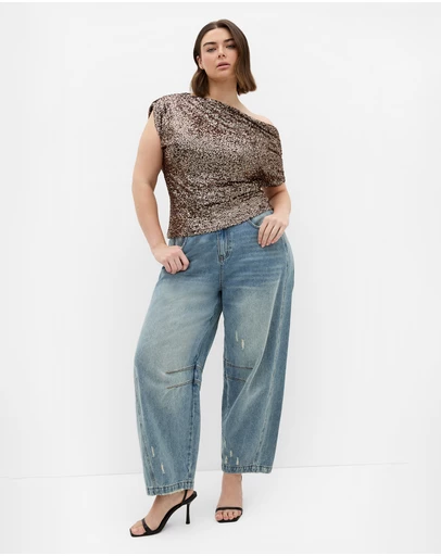 City Chic - Plus size Adorn Sequin Top - gold