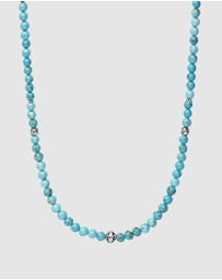 Nialaya Jewellery - Beaded Necklace with Turquoise and Silver