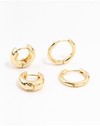 Lovisa - Gold Plated Thick & Thin Huggie Earrings 2-Pack