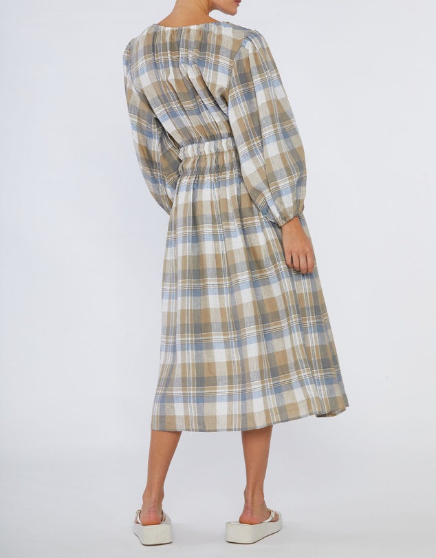 Amelius - Allegra Linen Plaid Dress