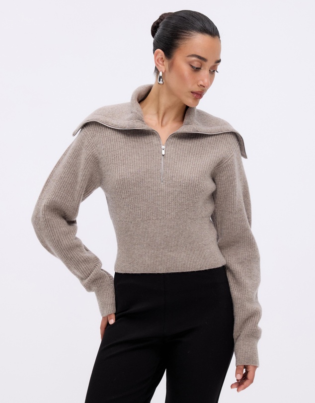 Minima Esenciales - Cyro Merino Wool Cashmere Blend Zip Knit Jumper