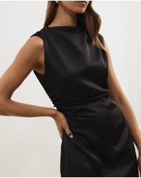 Atmos&Here - Sara Satin Mini Dress With Lace Trim