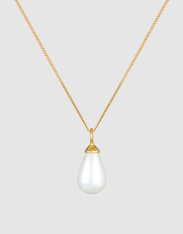 Elli Jewelry - Shell Pearl Long Necklace in Gold-Plated 925 Silver