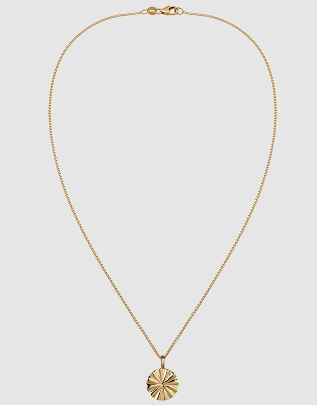 Elli Jewelry - Starburst Coin Pendant Necklace in Gold-Plated 925 Silver