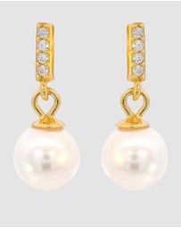 Georgini - Georgini Adagio Effortless Glow Bar Dangle Pearl Earrings Gold