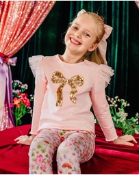 Fleur Harris - 'Days of Enchantment' Bow Tee in Peach