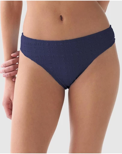 Kate Spade - Seersucker Mid-Rise High Cut Bikini Bottom