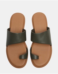 Steve Madden - Zani Olive Leather Sandals