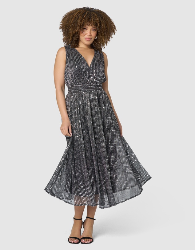 Pink Dusk by Curve Project - Sparkle Bright Midi Dress