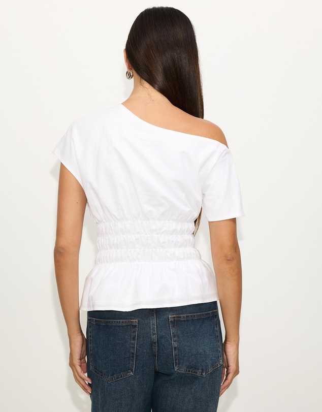 Dazie - Crushing On You Ruched One Shoulder Linen Blend Top