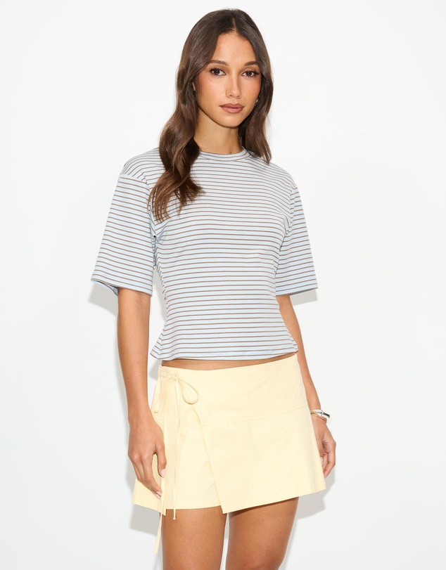 Dazie - Agnes Striped Cinched Short Sleeve Tee