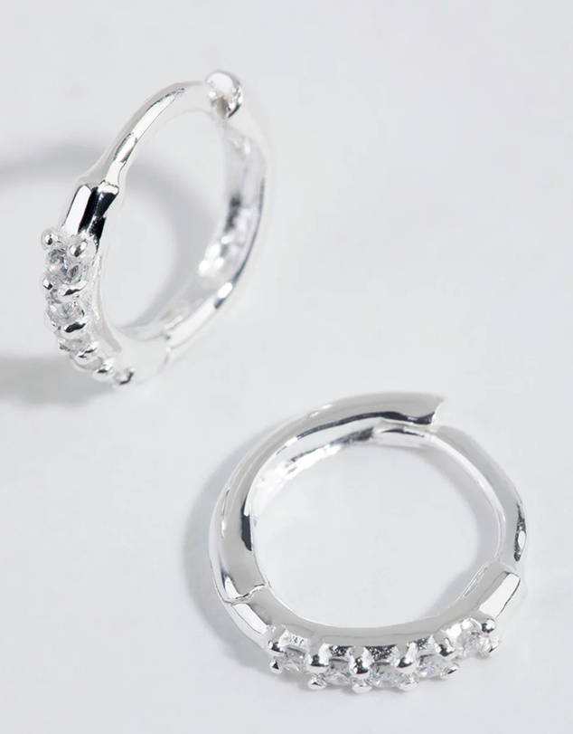 Lovisa - Sterling Silver Mini Cubic Zirconia Huggie Earrings