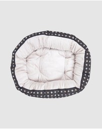 Mog & Bone - 4 Seasons Reversible Circular Dog Bed - Black Metallic Cross Print