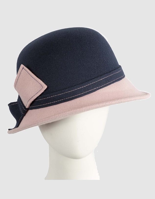 Max Alexander - Winter Felt Navy/Pink Cloche Hat