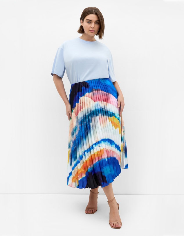 City Chic - Celina Facet Print Pleat Skirt