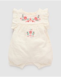 Purebaby - Embroidered Romper -Kids-Babies