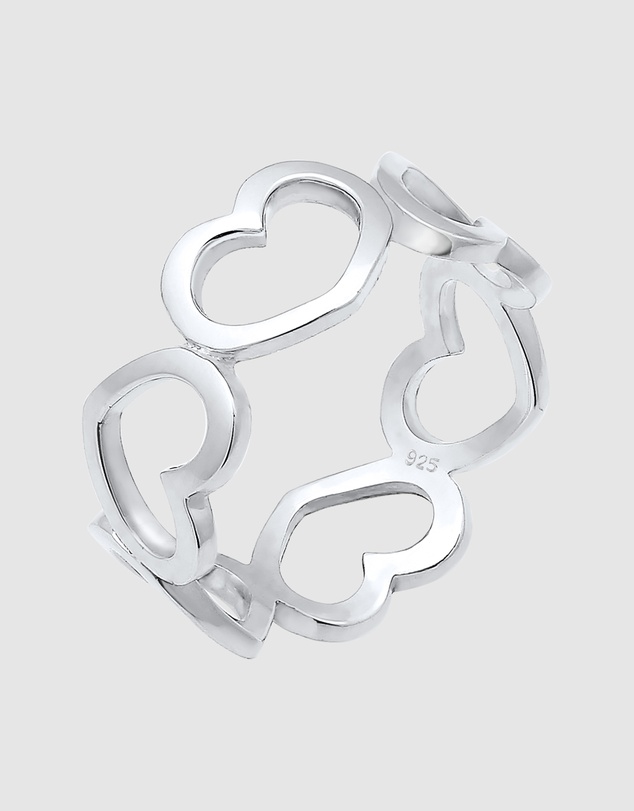 Elli Jewelry - Ring Band Hearts Symbol Trend in 925 Sterling Silver