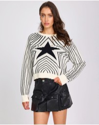 ONE TEASPOON - Star Gazing Knitted Sweater - Mono Print