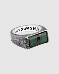 Haze & Glory - ICONIC EXCLUSIVE - Ring Signet Men Bold Bar African Turquoise 925 Sterling Silver