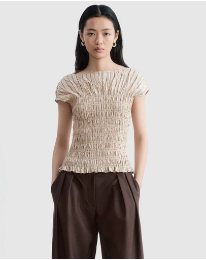 & Other Stories - Smocked Boatneck Top