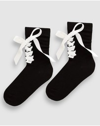 High Heel Jungle - Gifted Satin Ribbon Sock-Black