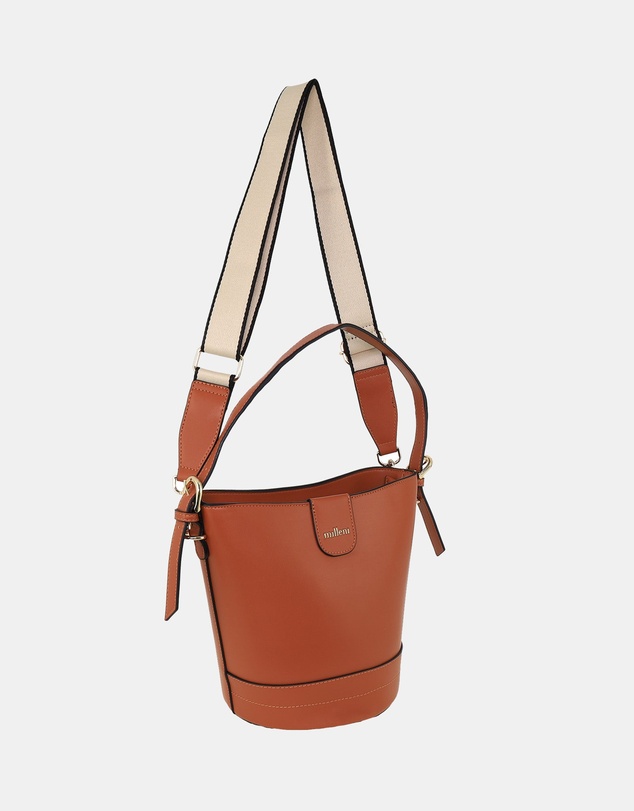 Milleni - Milleni Ladies Vegan Leather Bucket Crossbody Bag