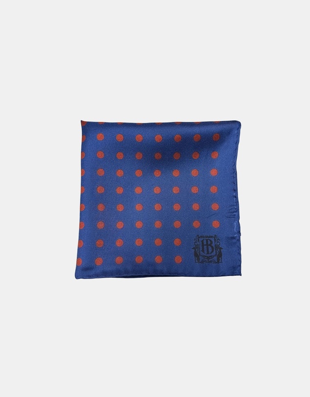 Henry Bucks - HENRY BUCKS Polka Dot Pocket Square NAVY/BURGUNDY