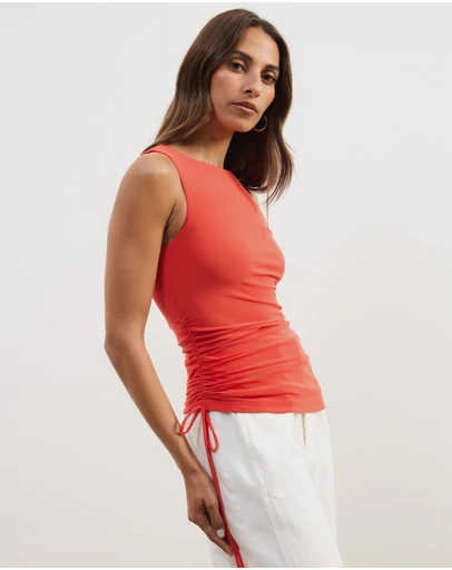 Atmos&Here - June Gathered Waist Mesh Tank