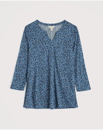 Seasalt - Seasalt Cornwall Blue Kellow 3/4 Sleeve Jersey Top