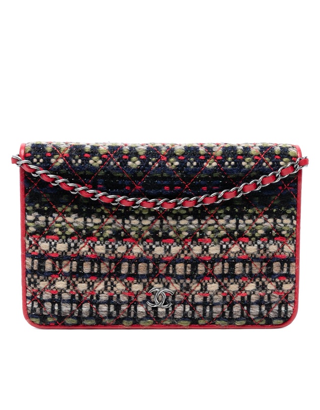 Pre-Loved by Azura Reborn - Pre-Loved CC Quilted Tweed Wallet On Chain