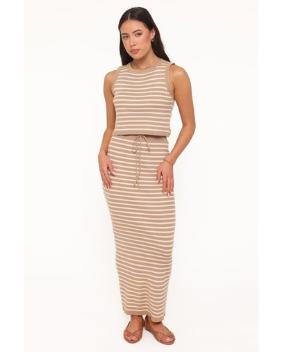 Petal & Pup - Aine Maxi Skirt Set - Khaki/Cream Stripe