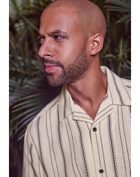 NEXT - Textured Stripe Short Sleeve Shirt With Cuban Collar
