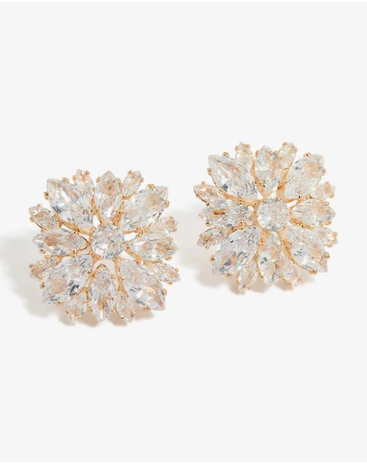 Lovisa - Gold Cubic Zirconia Statement Flower Stud Earrings