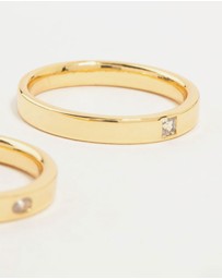 Lovisa - Gold Plated Fine Cubic Zirconia Band Rings 2-Pack