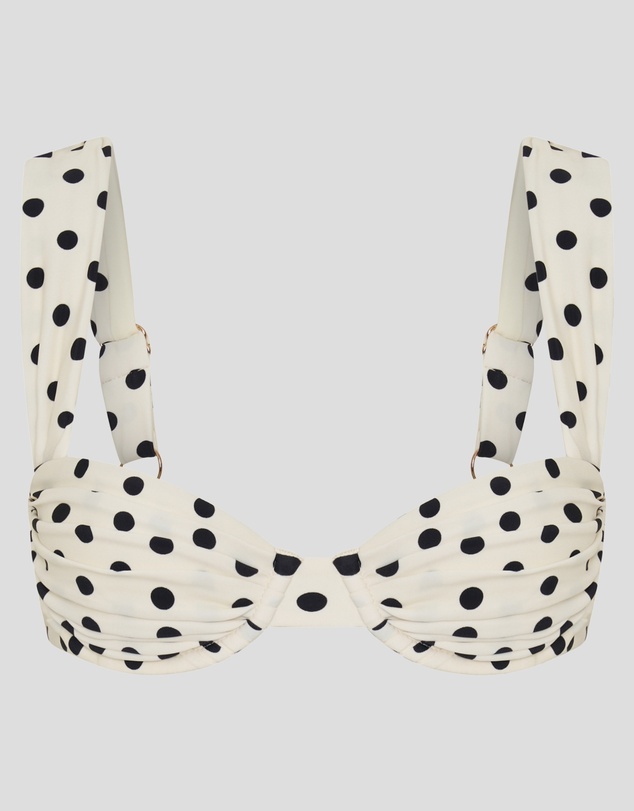 Vacay Swimwear - Rhodes Top Ivory Polka