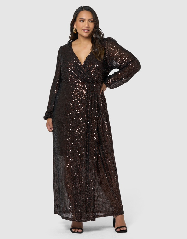 Pink Dusk by Curve Project - All I Want Sequin Maxi Dress
