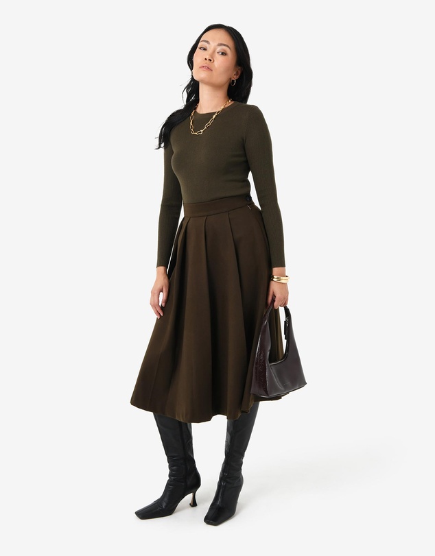 Forcast - Ryan Pleated Midi Skirt