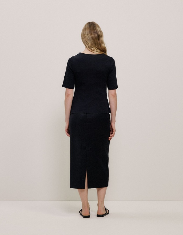 Trenery - Modal Cotton Asymmetric T-shirt in Black